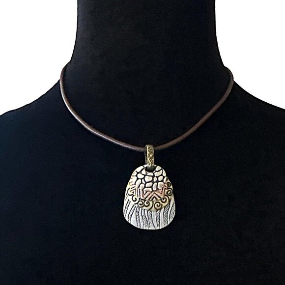 Lia Sophia Necklace Multi Tone Pendant Adjustable Length - Picture 1 of 5